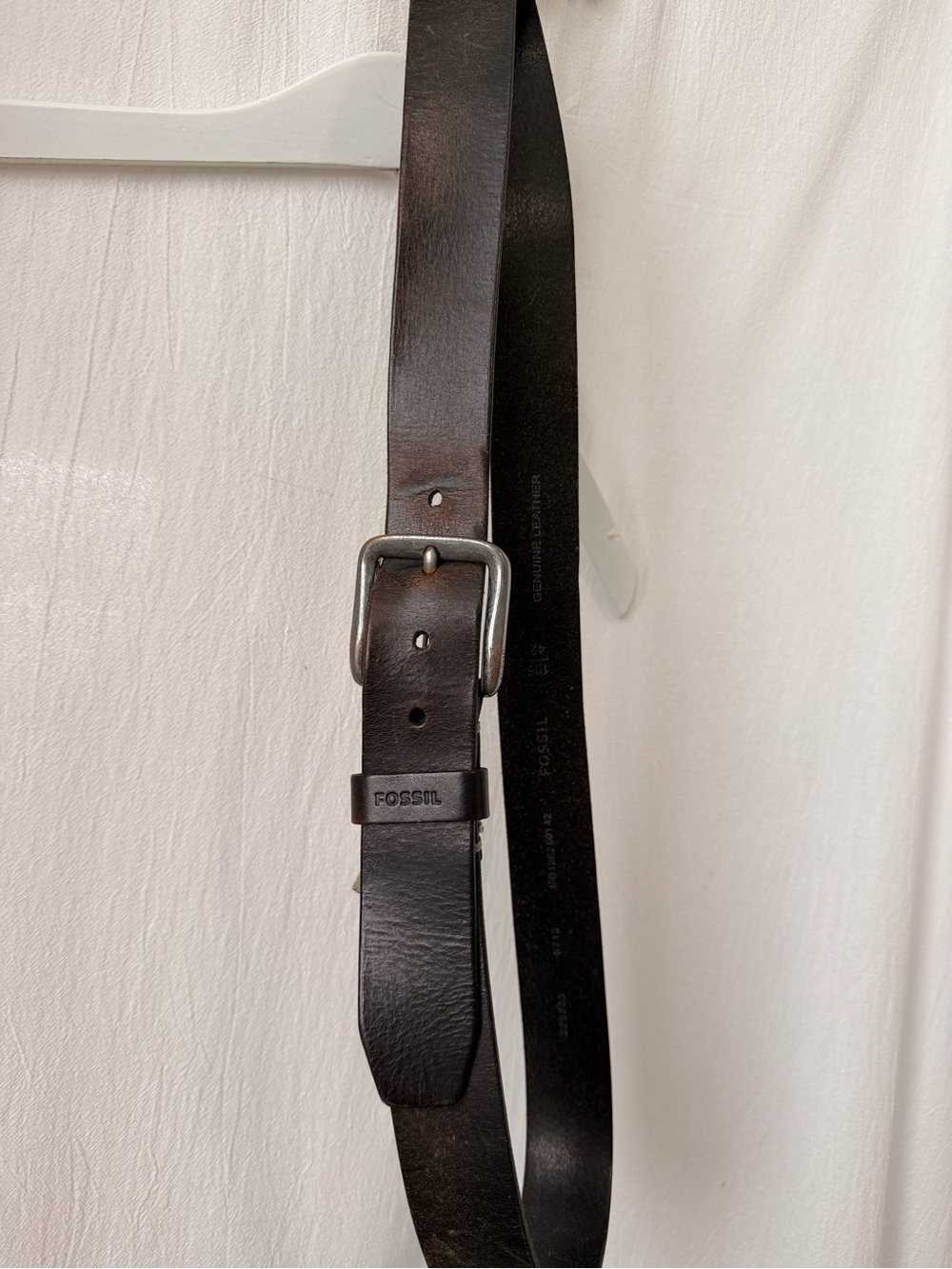 Worn-in Fossil Leather Belt, sz 42/105